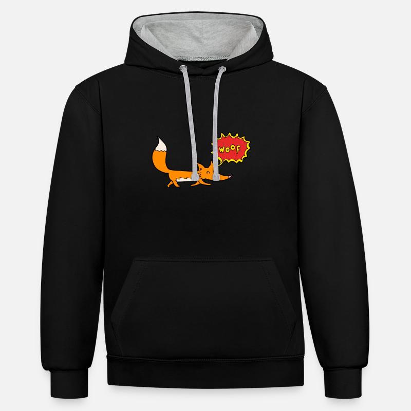 Renard - Sweat à capuche contrasté - noir/gris chiné