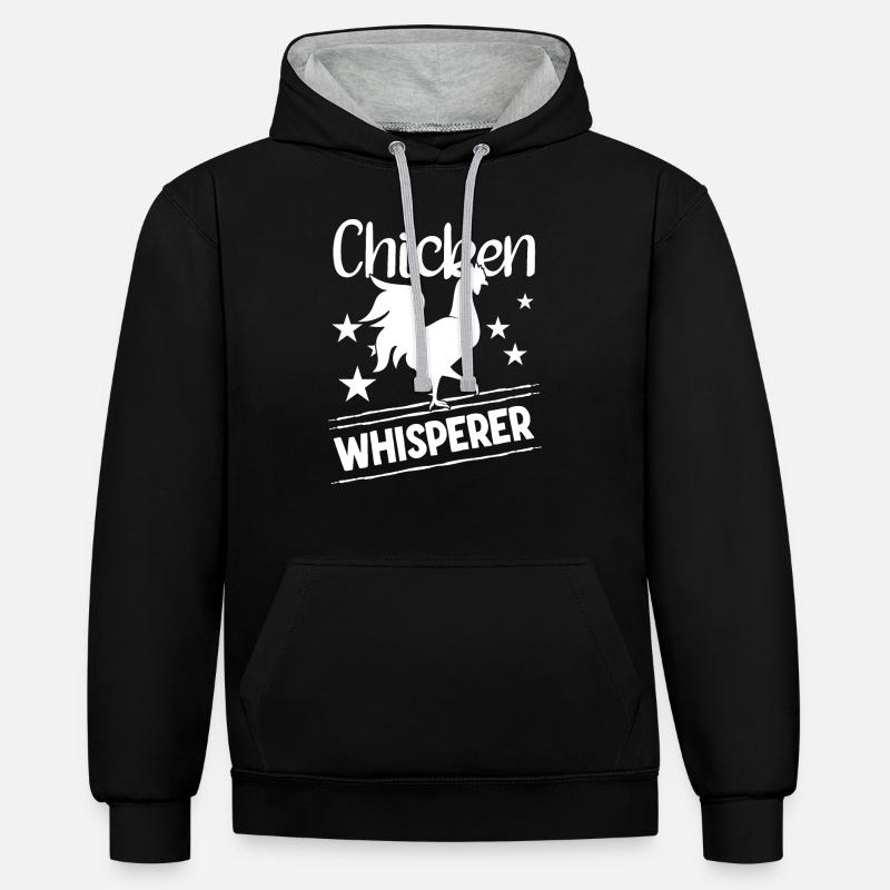 Hühnerflüsterer Chuchoteur de poulet - Sweat à capuche contrasté - noir/gris chiné