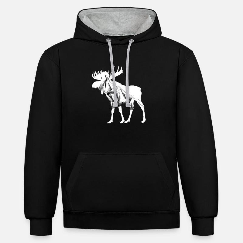 Élan - Sweat à capuche contrasté - noir/gris chiné