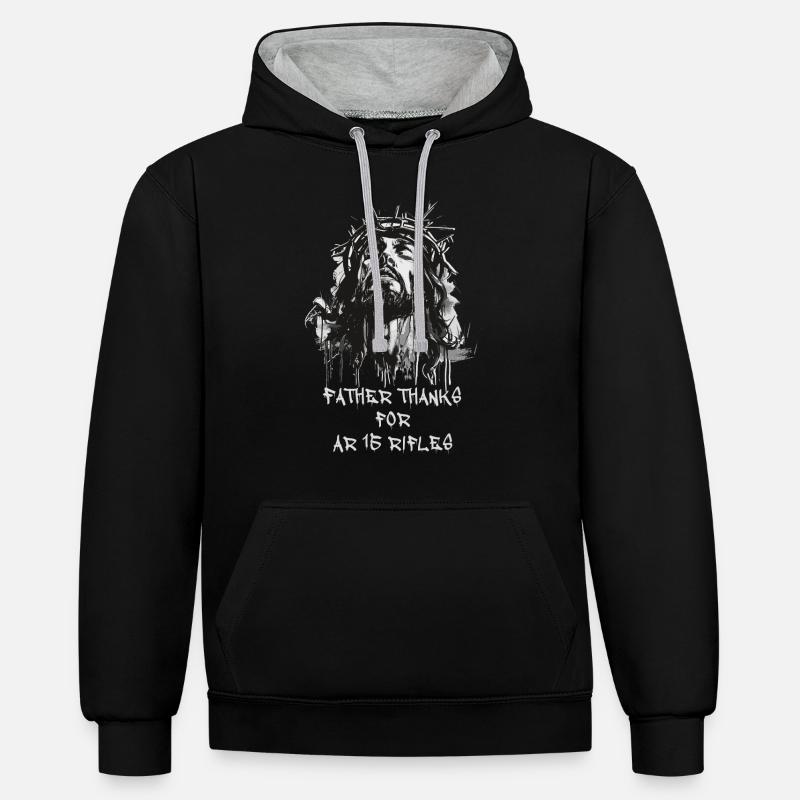 Fusils Jesus AR15 IPSC - Sweat à capuche contrasté - noir/gris chiné