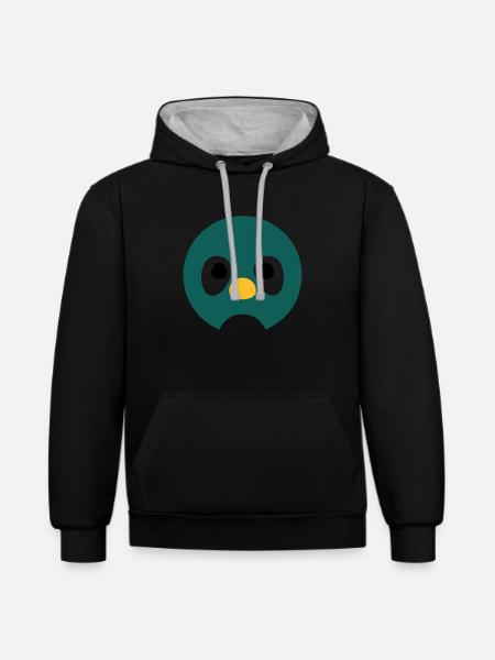 Cartoon Penguin Face - Contrast hoodie - black/heather grey