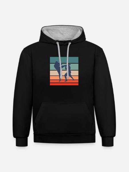 kickboxer kickboxing - Contrast hoodie - black/heather grey