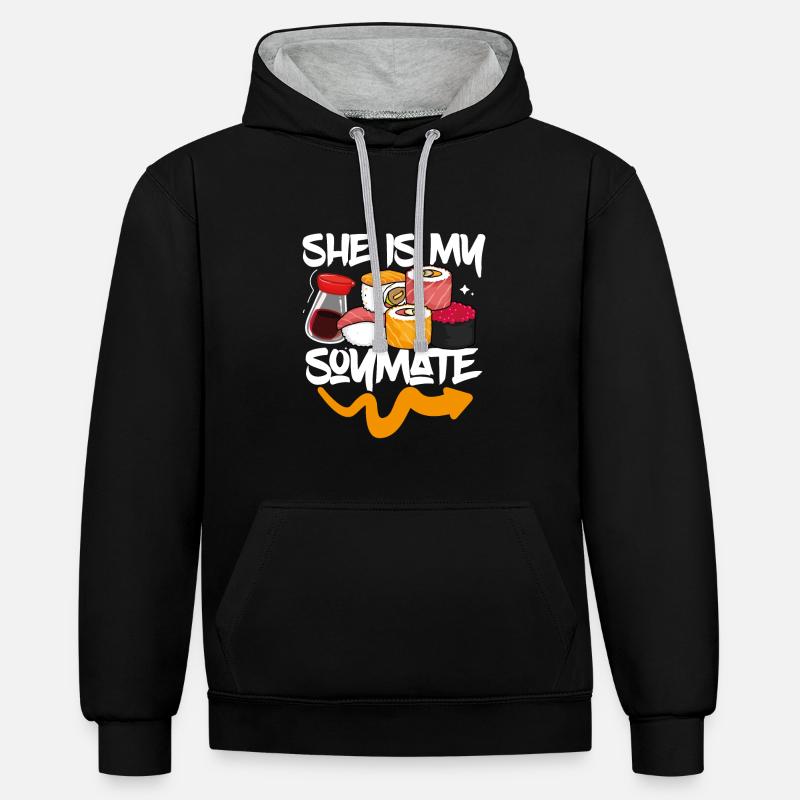 Elle est ma soja - Sweat à capuche contrasté - noir/gris chiné
