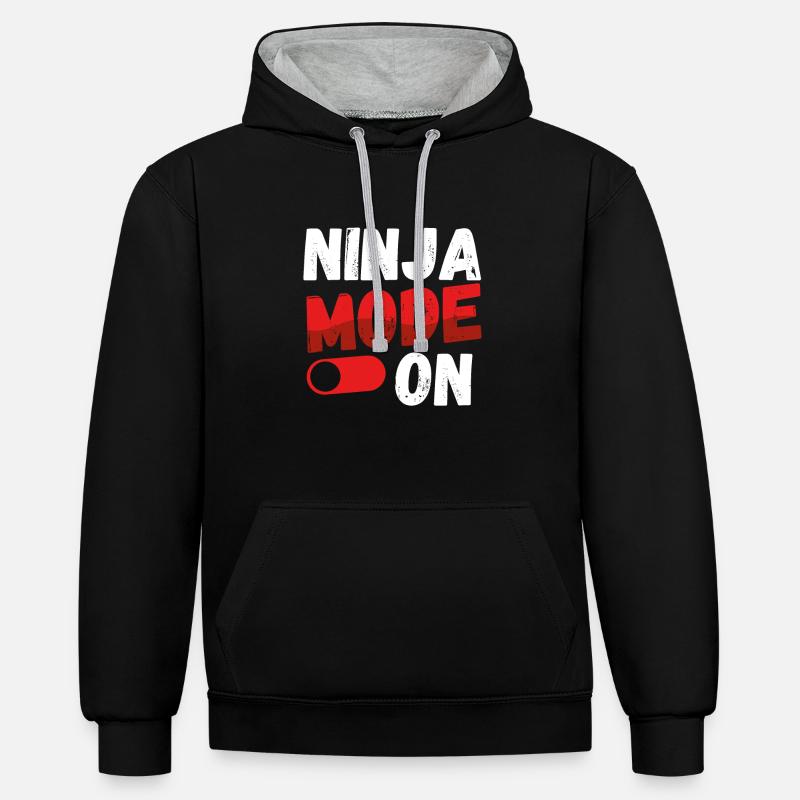 Mode Ninja activé - Sweat à capuche contrasté - noir/gris chiné