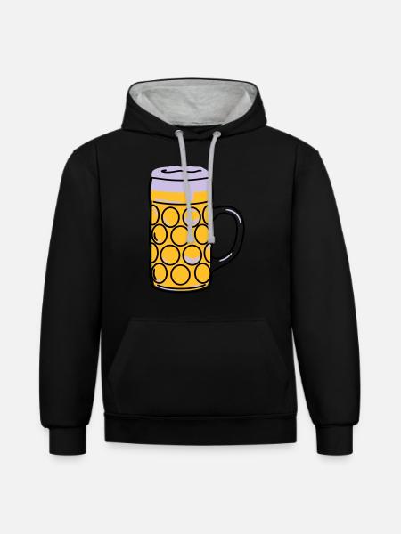 Beer mug, pint, measure - Contrast hoodie - black/heather grey