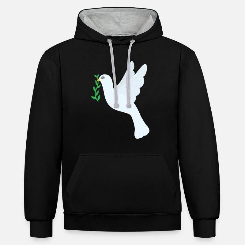 Colombe de la Paix - Sweat à capuche contrasté - noir/gris chiné