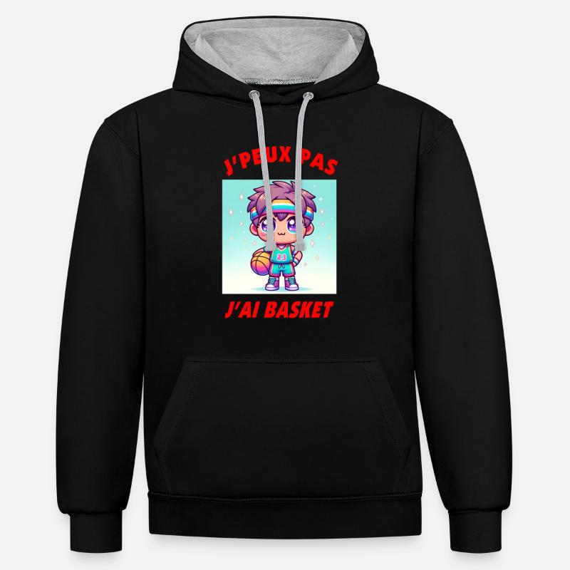 J'peux pas j'ai basket - Sweat à capuche contrasté - noir/gris chiné