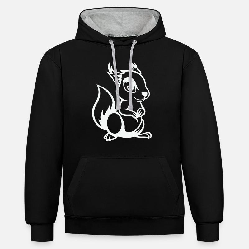 Bande dessinée écureuil - Sweat à capuche contrasté - noir/gris chiné