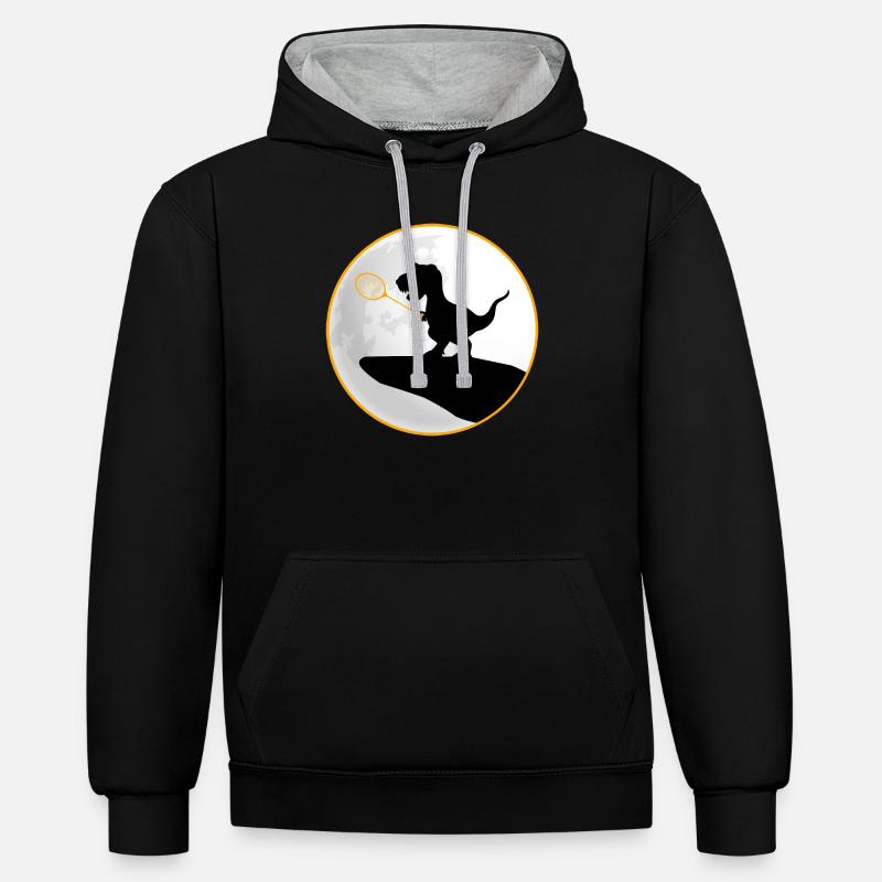 badminton badminton-dino TRex saurus - Sweat à capuche contrasté - noir/gris chiné