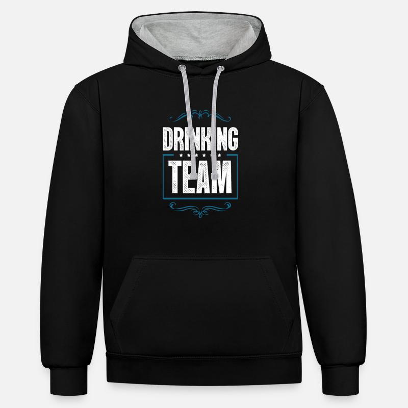 Drinking Crew - Kontrast-Hoodie - Schwarz/Grau meliert