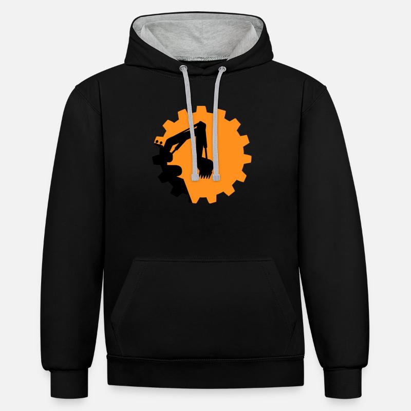 Bagger Baggerschaufel Baggerfahrer Baustelle - Kontrast-Hoodie - Schwarz/Grau meliert