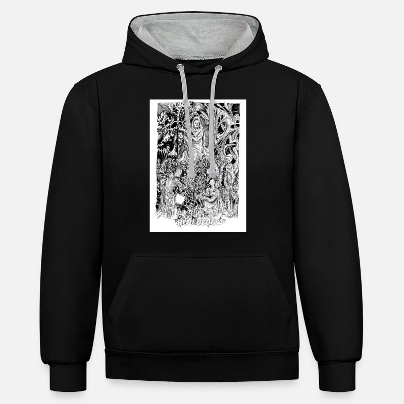 nouvelle commande - Sweat à capuche contrasté - noir/gris chiné