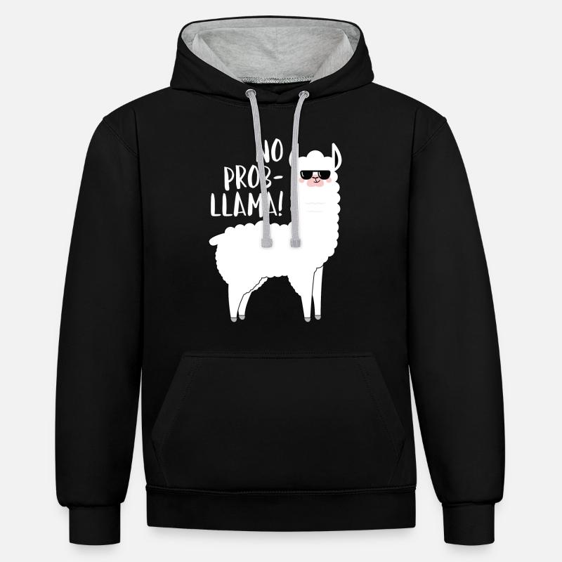 Pas de probllama - Sweat à capuche contrasté - noir/gris chiné