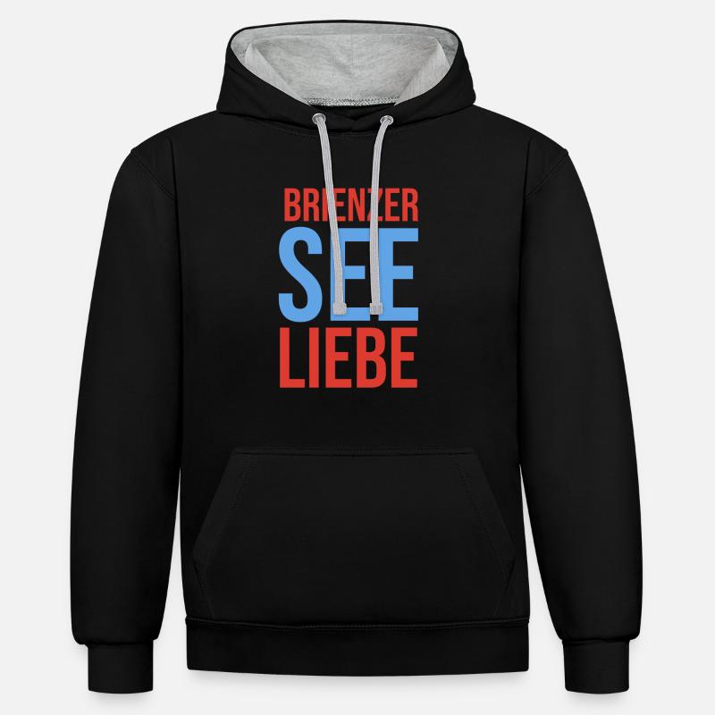 L’amour du lac de Brienz - Sweat à capuche contrasté - noir/gris chiné