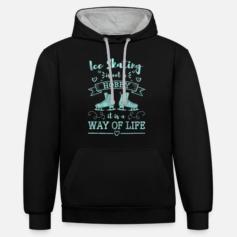 Eisläufer Eisbahn Extremsport - Kontrast-Hoodie - Schwarz/Grau meliert