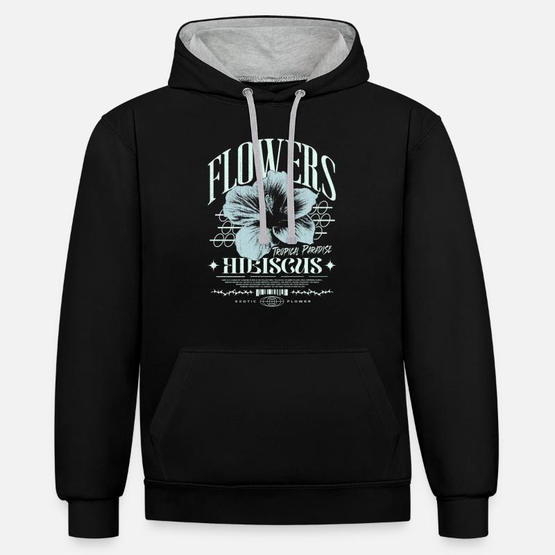 Fleur d’hibiscus Fleur d’hibiscus - Sweat à capuche contrasté - noir/gris chiné