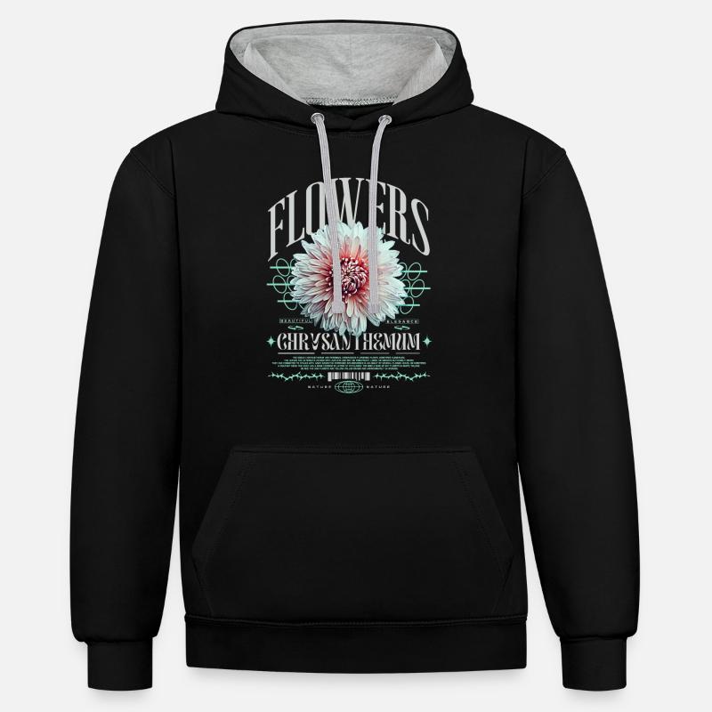 Chrysanthème Chrysanthèmes - Sweat à capuche contrasté - noir/gris chiné