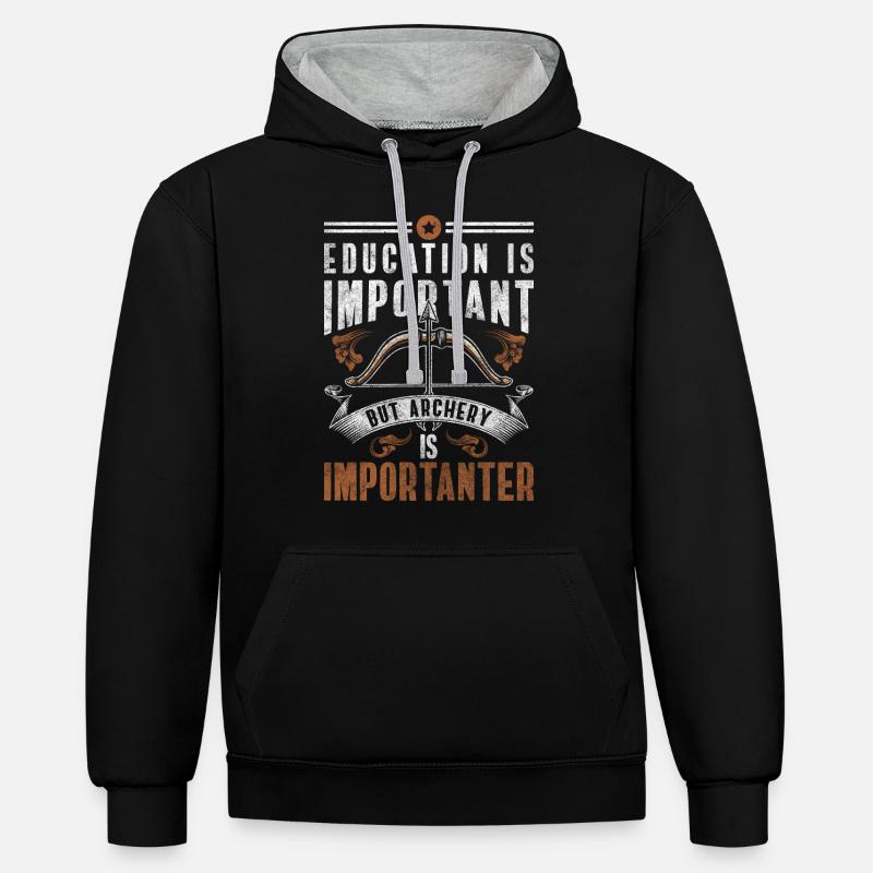 Sagittaire Hobby Cibles Flèches - Sweat à capuche contrasté - noir/gris chiné