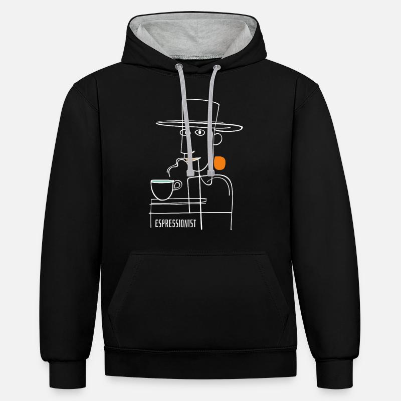 Espressionist - Espresso - Boisson au café - Sweat à capuche contrasté - noir/gris chiné