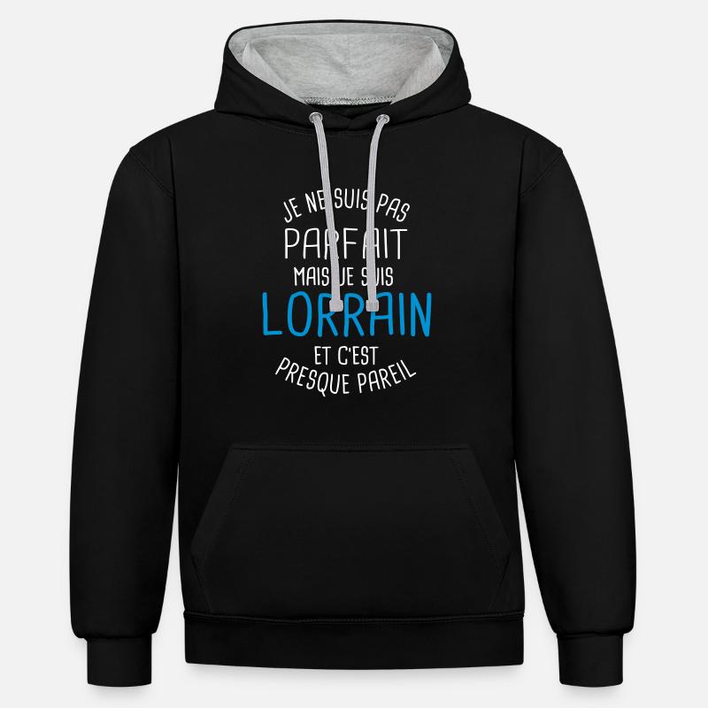 Pas parfait mais lorrain - Sweat à capuche contrasté - noir/gris chiné