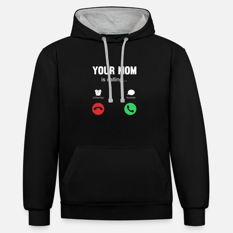 Votre mère est calling - Sweat à capuche contrasté - noir/gris chiné