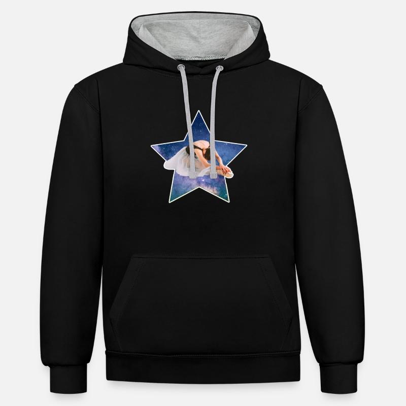 Danseuse étoile - Sweat à capuche contrasté - noir/gris chiné