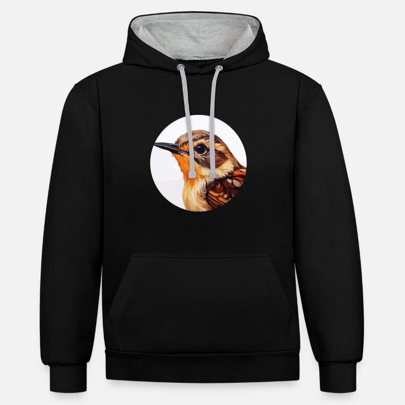 Troglodyte - Sweat à capuche contrasté - noir/gris chiné