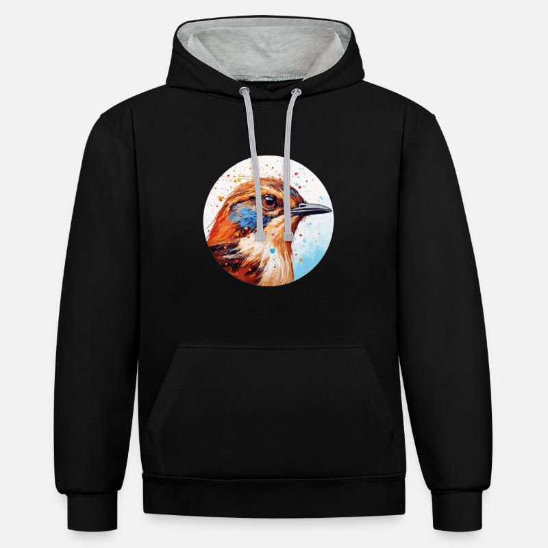 Troglodyte - Sweat à capuche contrasté - noir/gris chiné