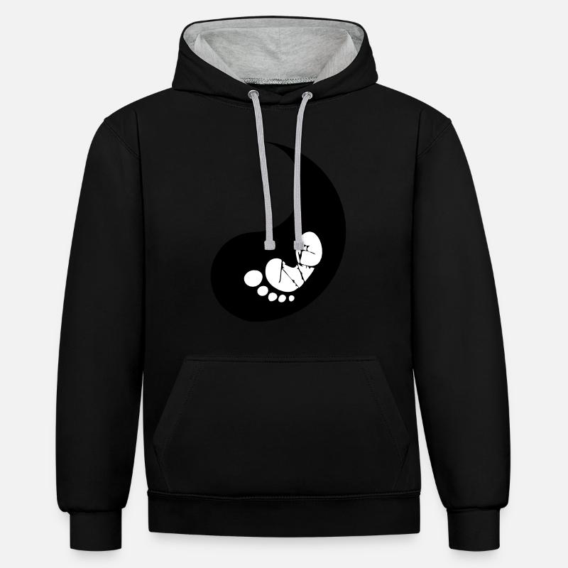 Demi bébé yin - Sweat à capuche contrasté - noir/gris chiné