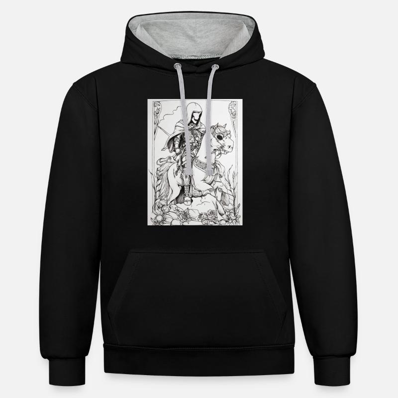Mort à cheval - Sweat à capuche contrasté - noir/gris chiné