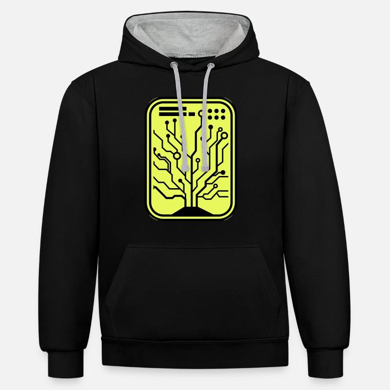 micro chip - Kontrast-Hoodie - Schwarz/Grau meliert