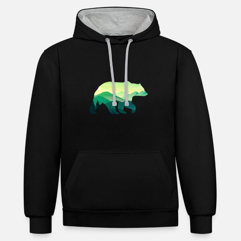 Ours - Sweat à capuche contrasté - noir/gris chiné
