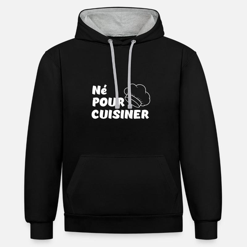 Né pour cuisiner - Sweat à capuche contrasté - noir/gris chiné