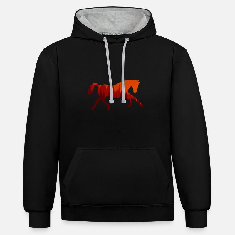 Cheval - Sweat à capuche contrasté - noir/gris chiné