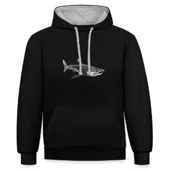 Walhai - Kontrast-Hoodie - Schwarz/Grau meliert - Vorne - Anna (173cm) & Nico (186cm)