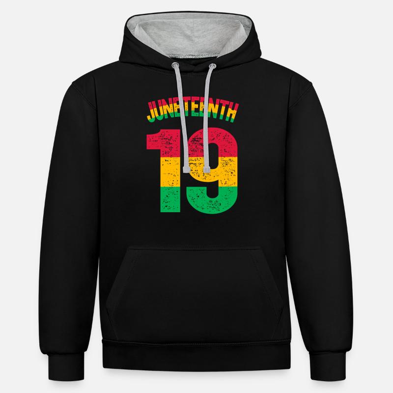 Juneteenth - Sweat à capuche contrasté - noir/gris chiné