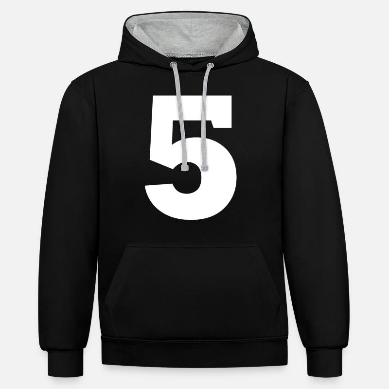 5 - Sweat à capuche contrasté - noir/gris chiné