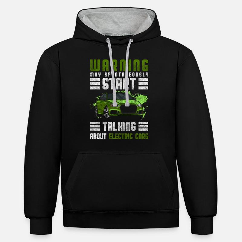 Électricité Électromobilité Innovation Moderne - Sweat à capuche contrasté - noir/gris chiné