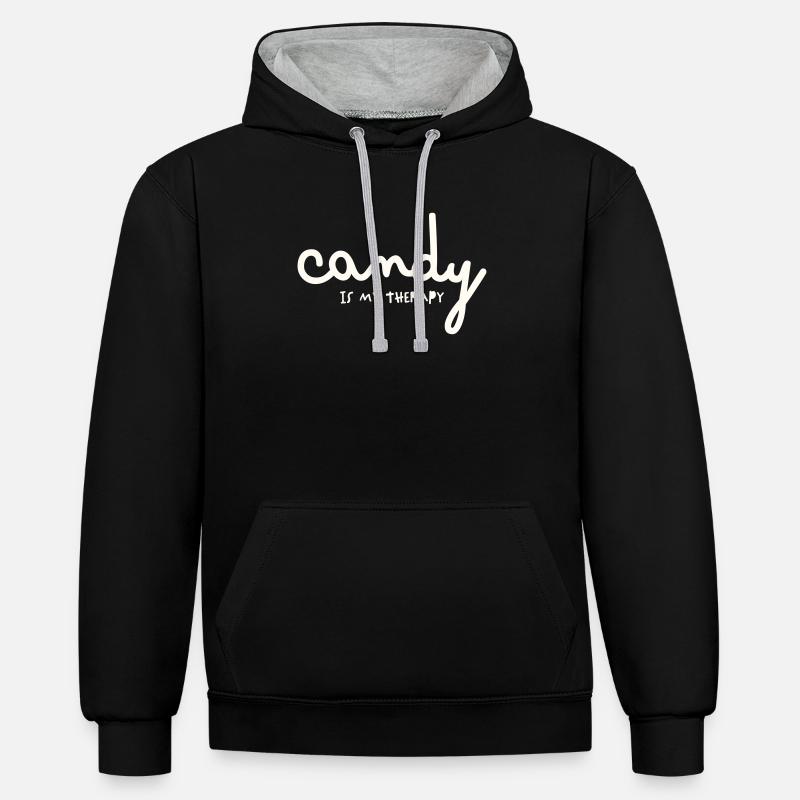 CANDY IS MY THERAPY - Kontrast-Hoodie - Schwarz/Grau meliert