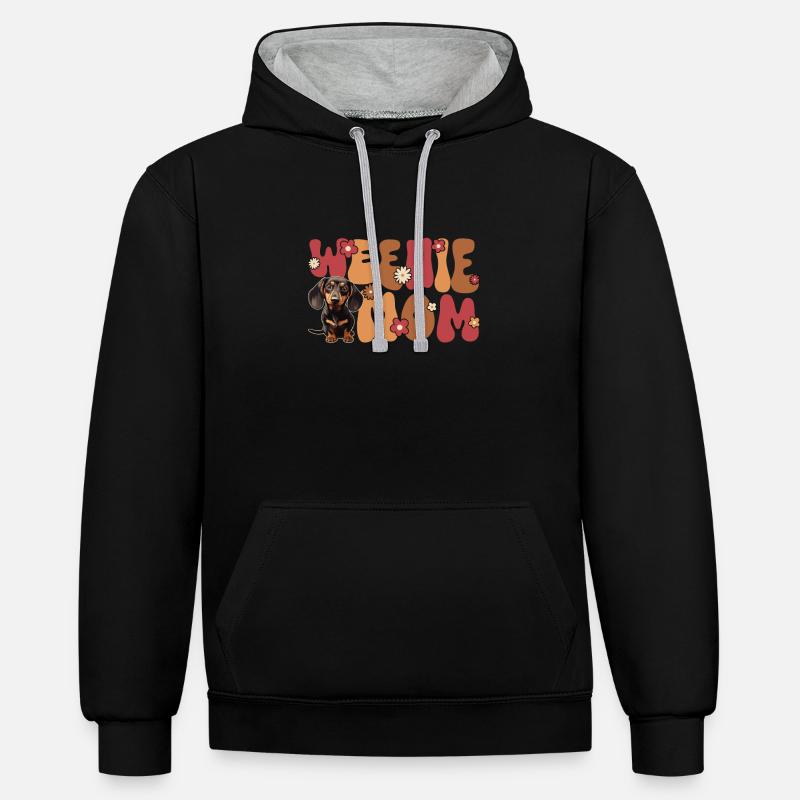 Teckel Groovy Weenie maman - Sweat à capuche contrasté - noir/gris chiné