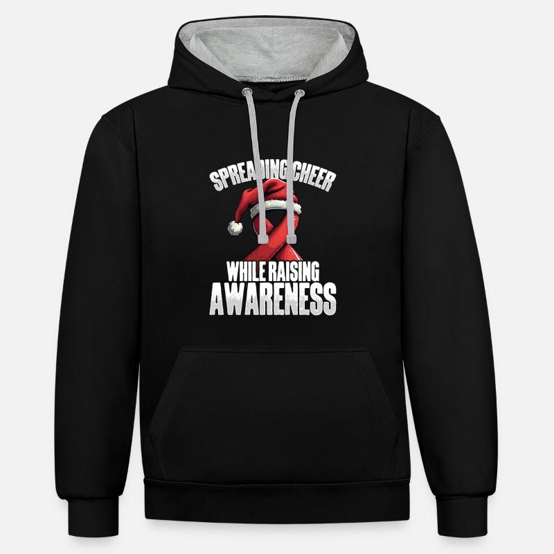Répandre le bonheur et augmenter - Sweat à capuche contrasté - noir/gris chiné