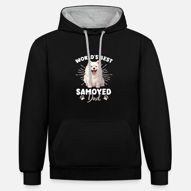 Samoyed Groovy Samoyed Dad - Contrast hoodie - black/heather grey