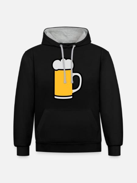 Bierglas 3 Farben - Kontrast-Hoodie - Schwarz/Grau meliert
