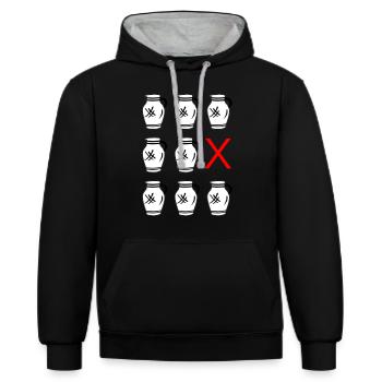 Bembel Versenken "KABOOM!" #FFM #EiGude - Kontrast-Hoodie - Schwarz/Grau meliert - Vorne - Anna (173cm) & Nico (186cm)
