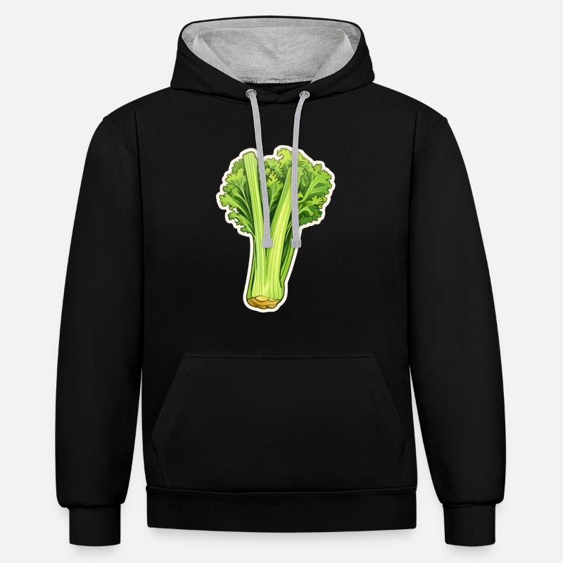 Céleri ou branche de céleri - Sweat à capuche contrasté - noir/gris chiné