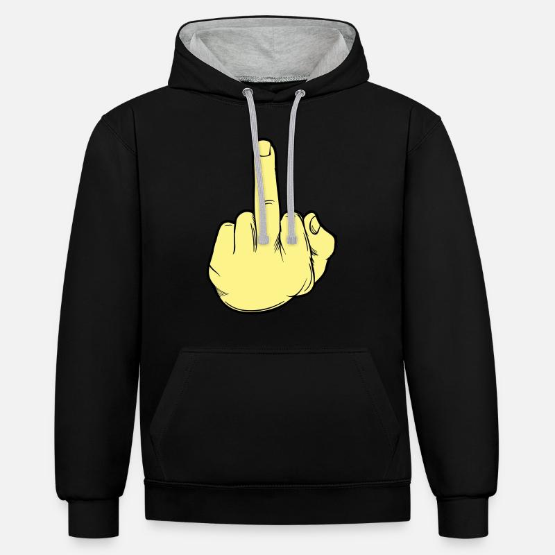 Main du Majeur 02 - Sweat à capuche contrasté - noir/gris chiné