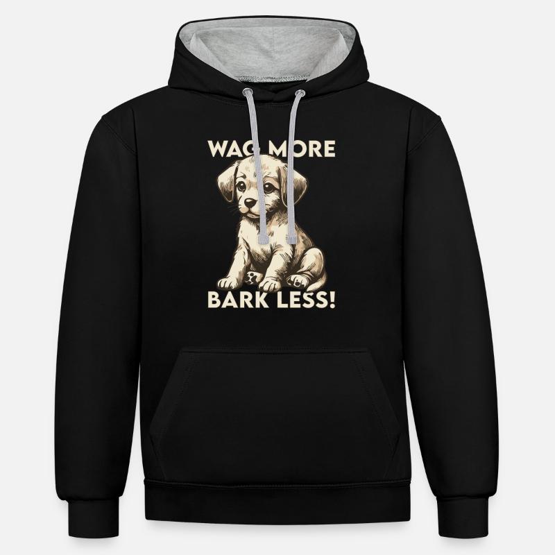 Remuez plus, aboyez moins ! - Sweat à capuche contrasté - noir/gris chiné