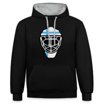 Hockey Goalie Maske Finland - Kontrast-Hoodie - Schwarz/Grau meliert - Vorne - Anna (173cm) & Nico (186cm)