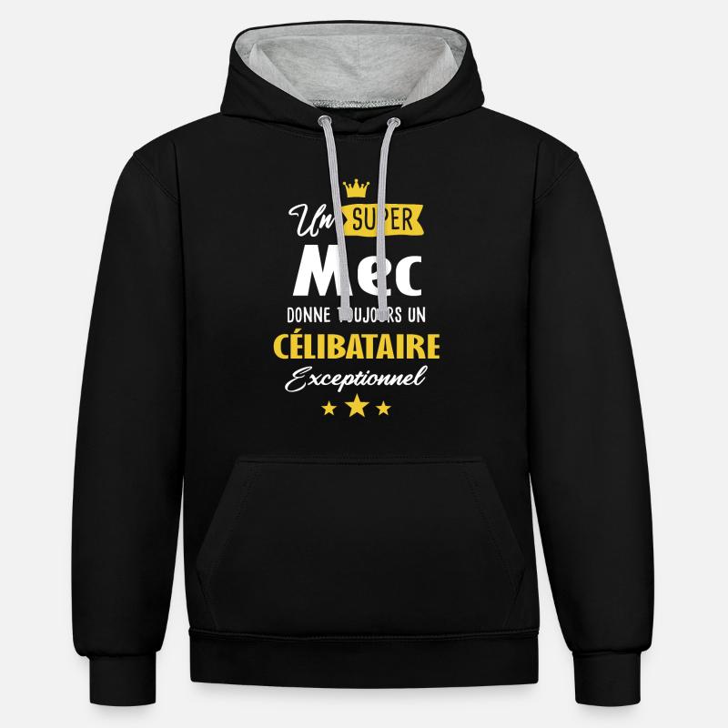 Mec célibataire célibat - Sweat à capuche contrasté - noir/gris chiné