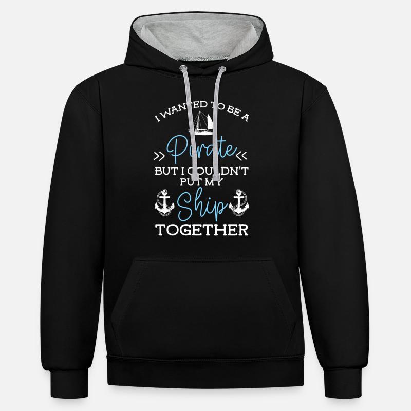 Croisière Skipper Bateau Bateau - Sweat à capuche contrasté - noir/gris chiné